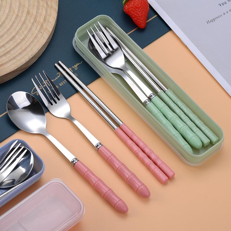 Kids.Outdoor Utensils - 3-Piece Fork, Spoon and Chopsticks Cute
