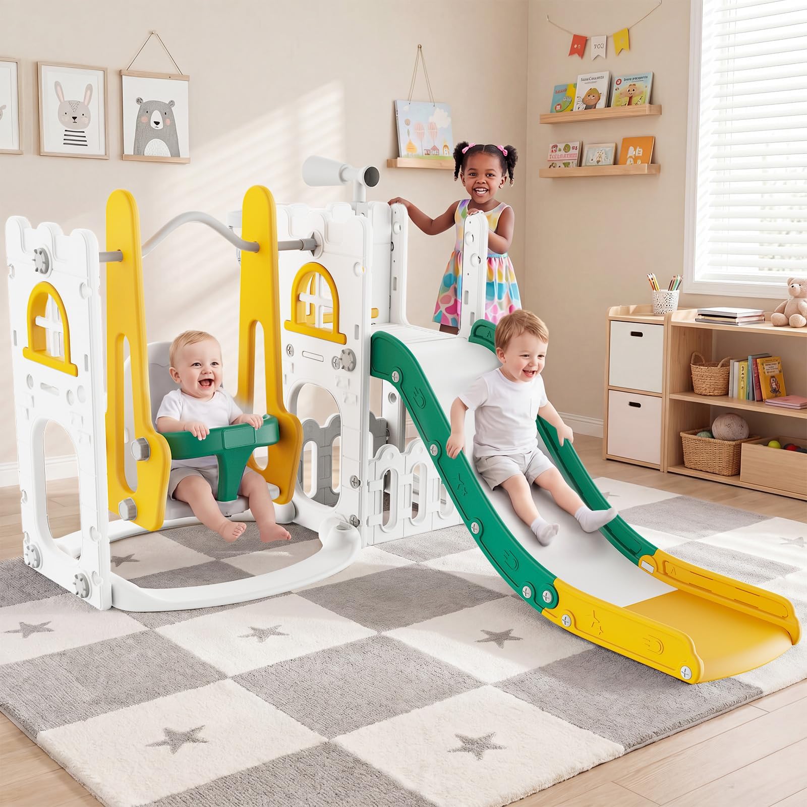 Kids Outdoor Playground - 7 in 1 Toddler Slide And