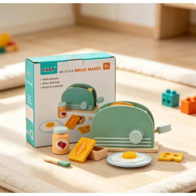 Kids Outdoor Kitchen Set - Wooden Simulation Toaster Toy Kids Pretend