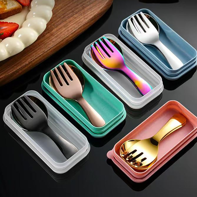 Kids.Outdoor Utensils - Stainless Steel Portable Utensil Set Short