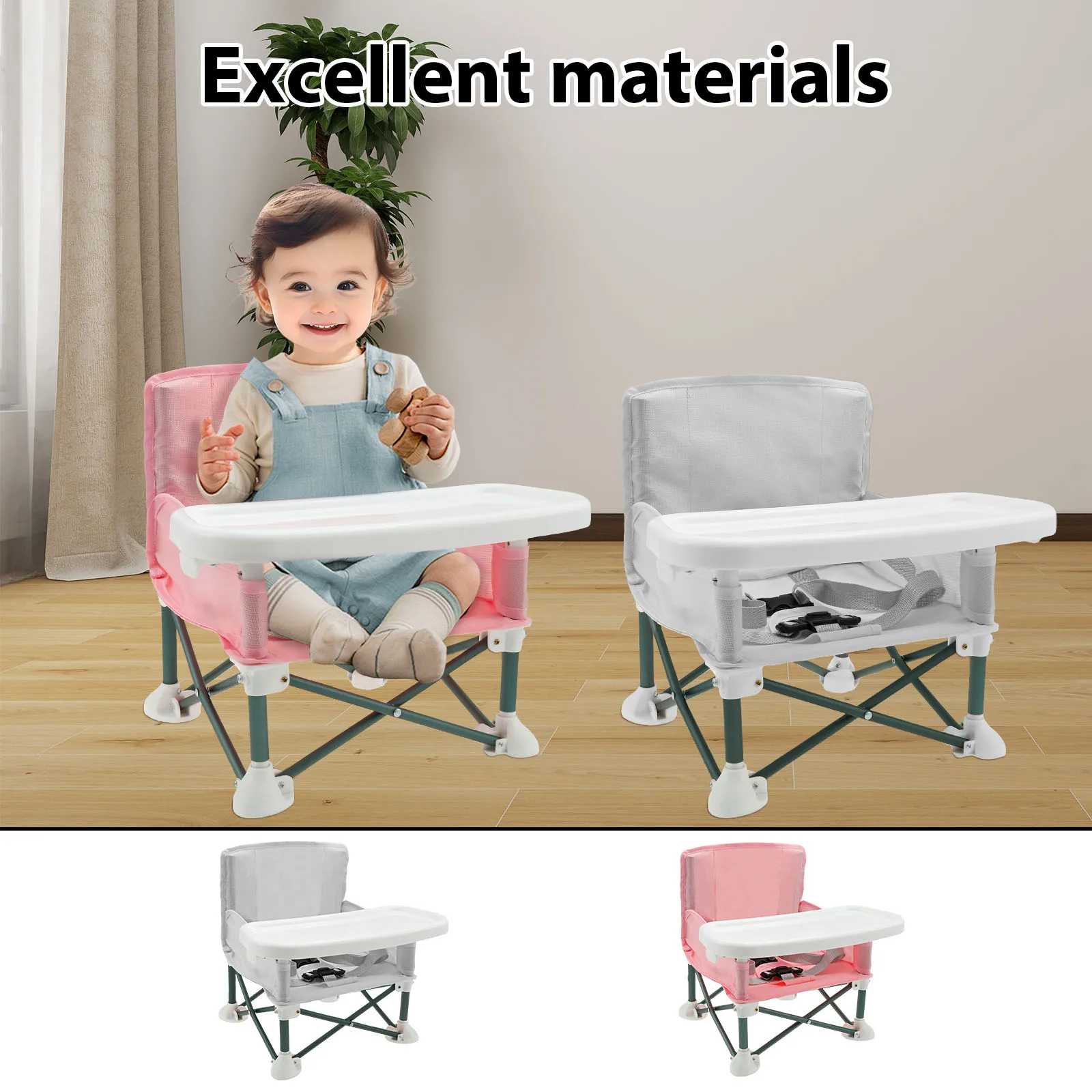Kids Outdoor Folding Chair - Toddler Booster Seat with Child Safety