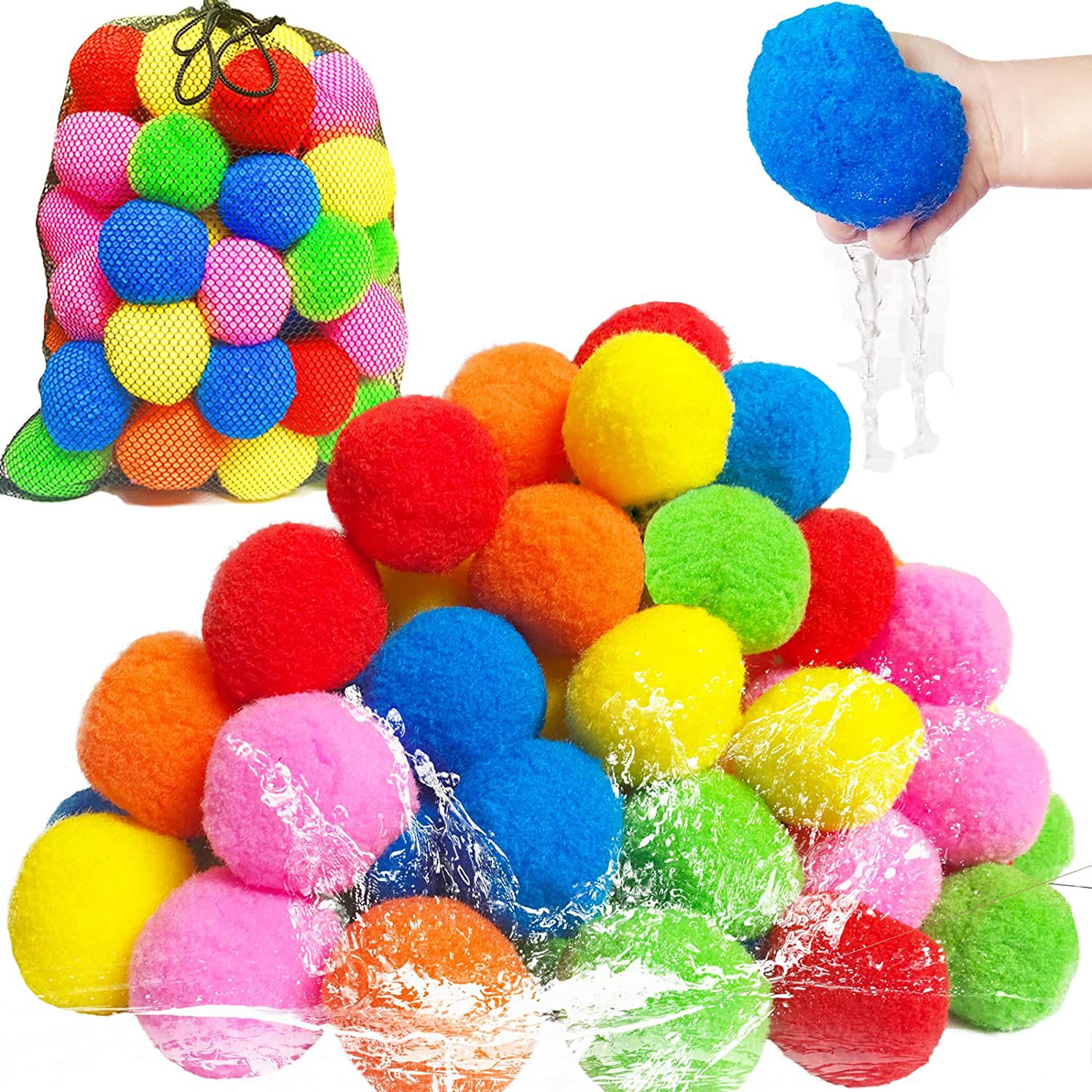 Kids Outdoor Water Play - 12/30/60Pcs Reusable Water Balloons Cotton for