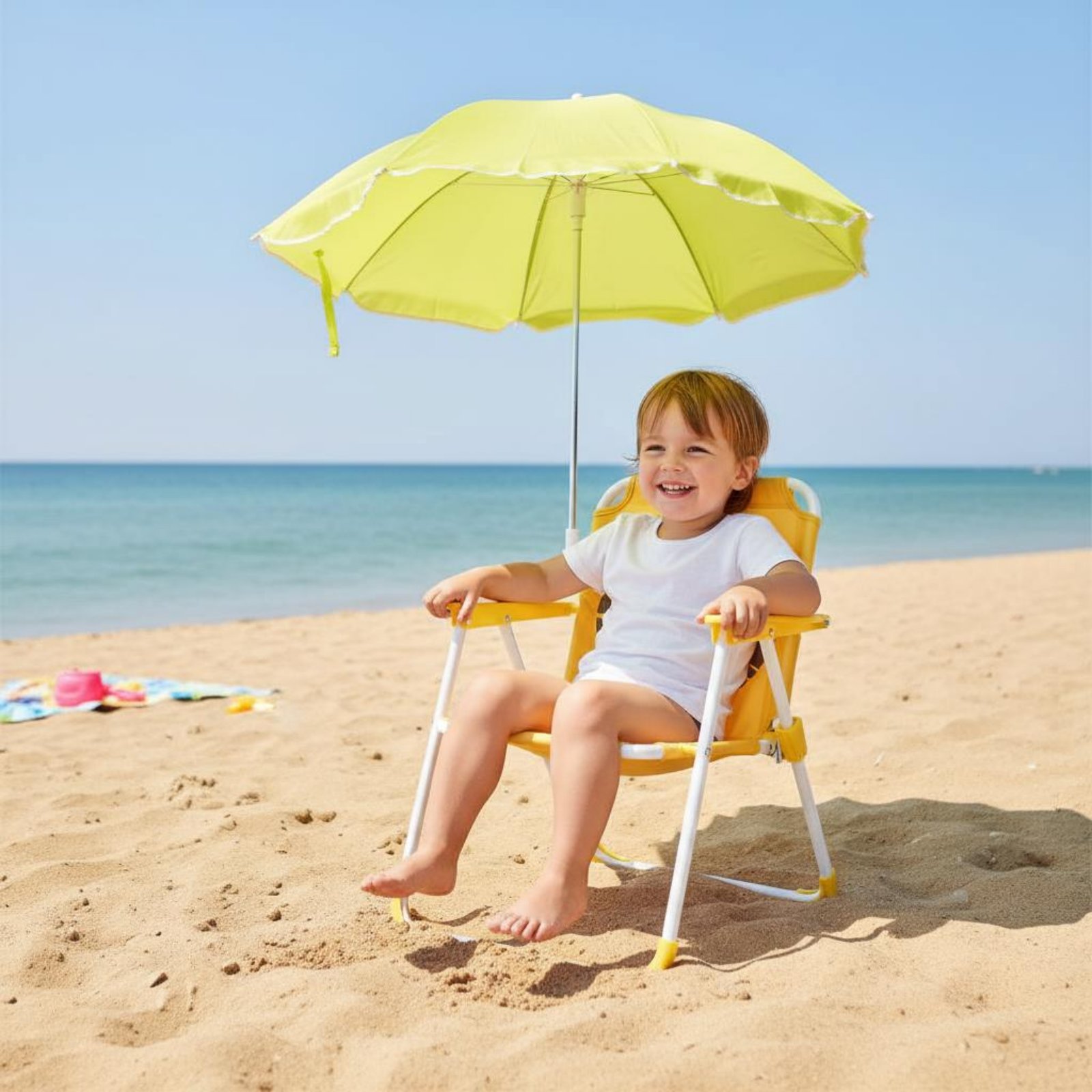 Kids Outdoor Folding Chair - Children's Portable Chair with Sun Shade