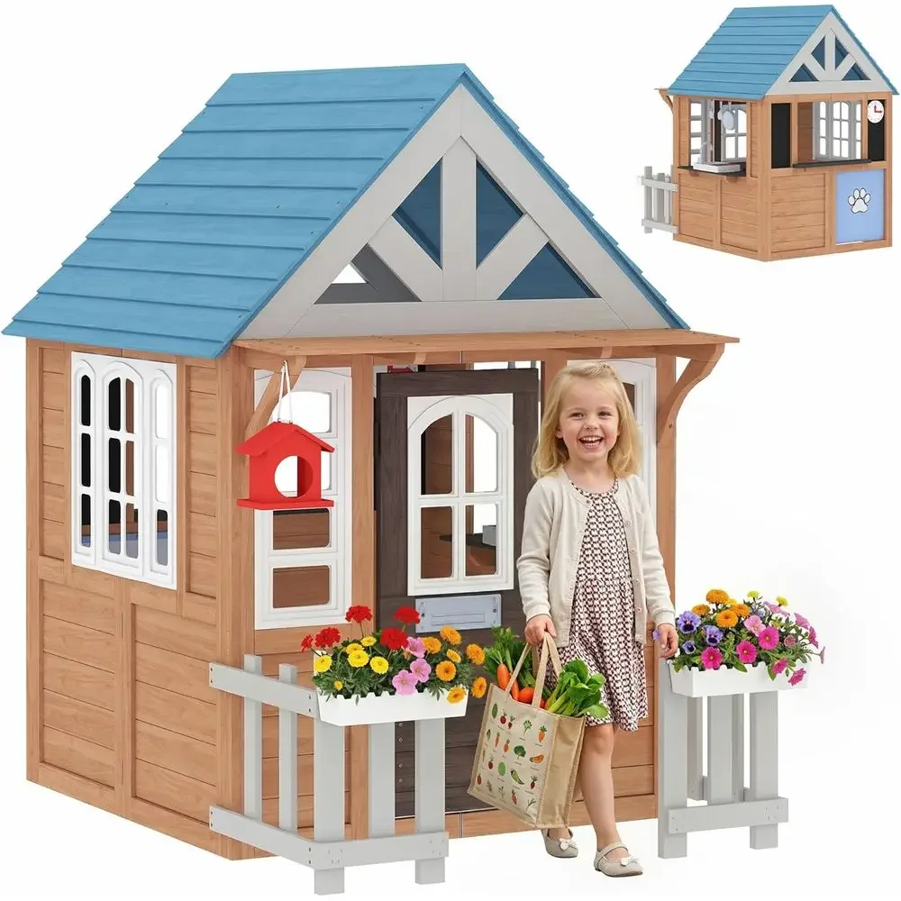 Qaba Outdoor Playhouse with Pe - Qaba Kids Outdoor Playhouse 评论和价格