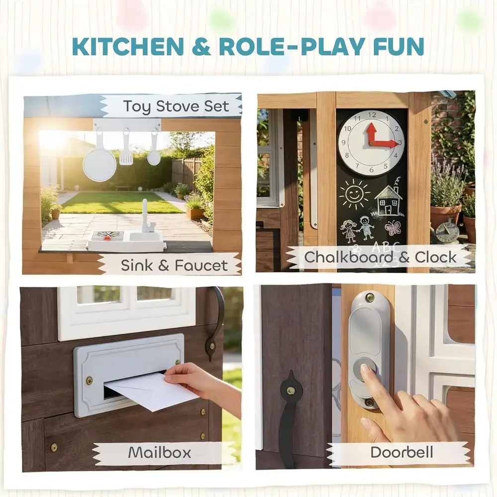 Qaba Outdoor Playhouse with Pe - Qaba Kids Outdoor Playhouse 评论和价格