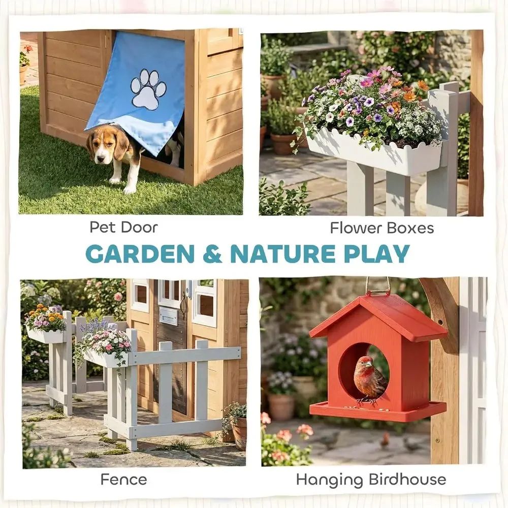 Qaba Outdoor Playhouse with Pe - Qaba Kids Outdoor Playhouse 评论和价格