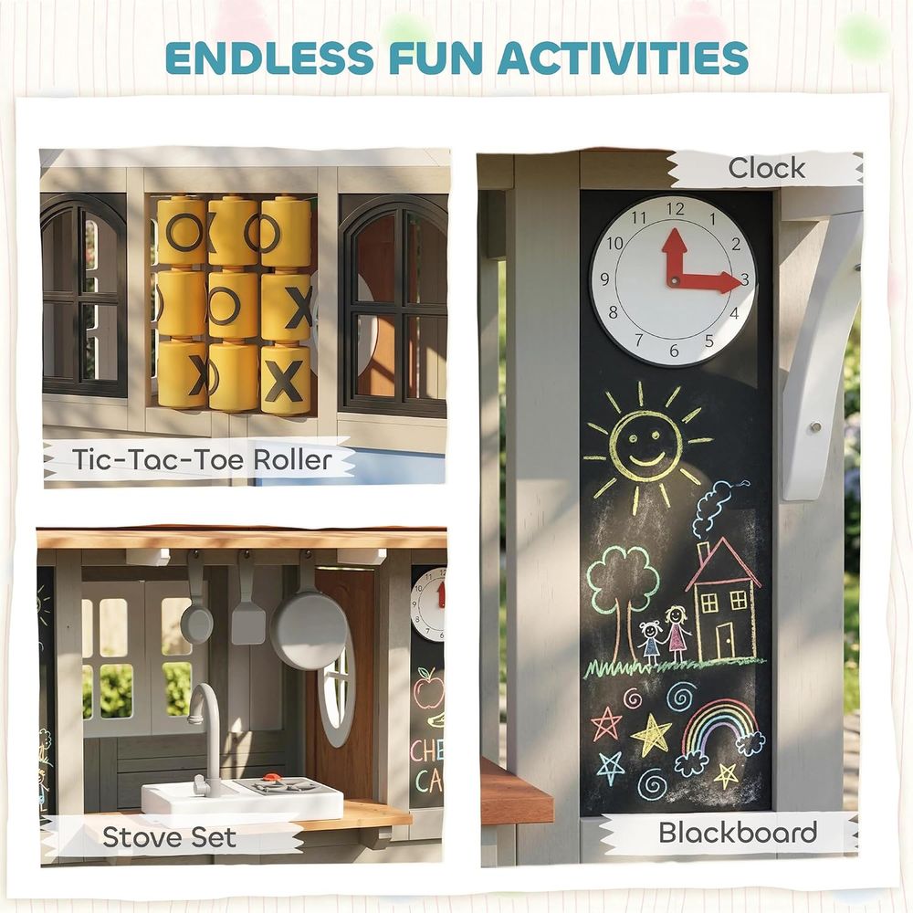 Qaba Outdoor Playhouse Wooden  - Qaba Kids Outdoor Playhouse 评论和价格