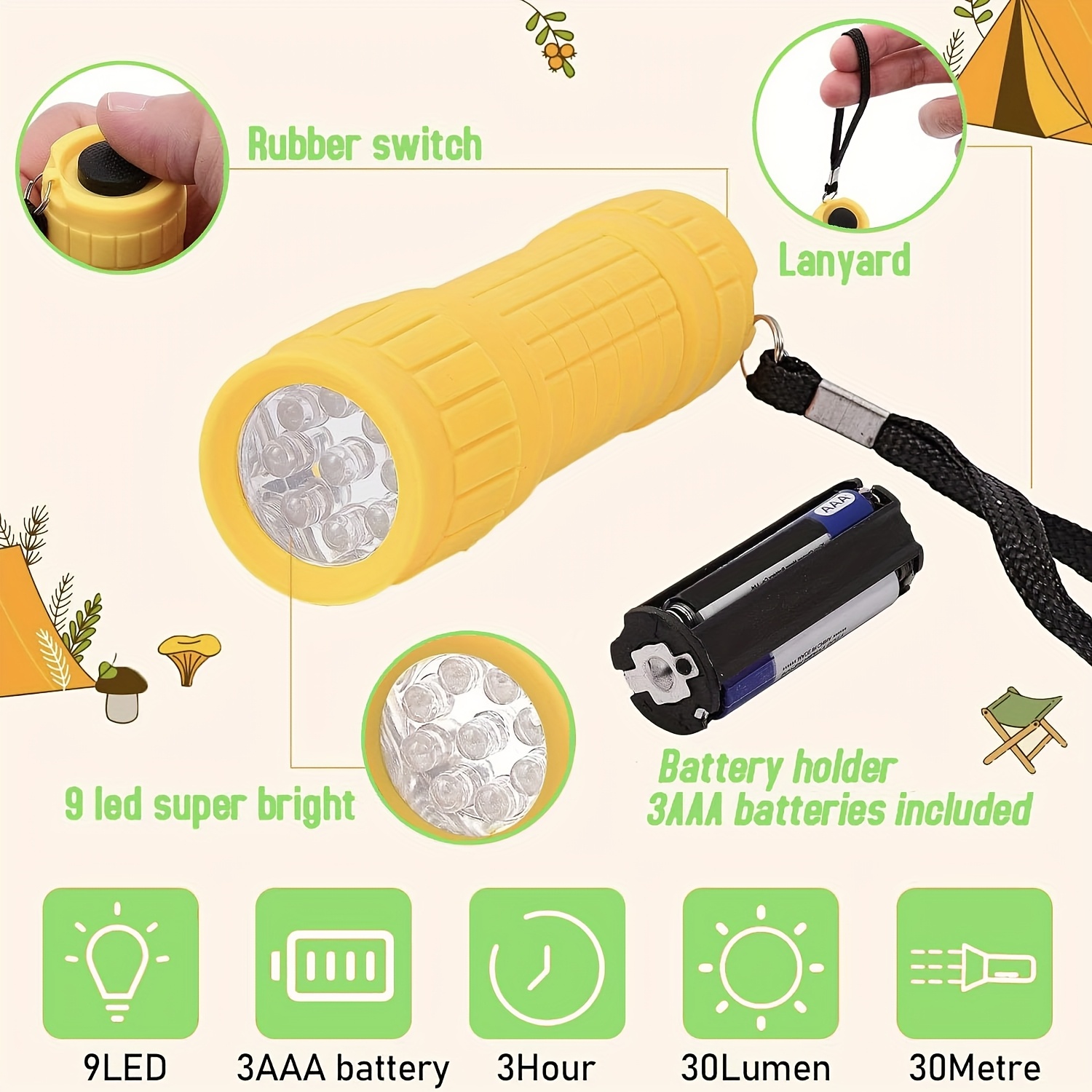 Mini Portable Flashlight Nine  - Outdoor Kid 评论和价格