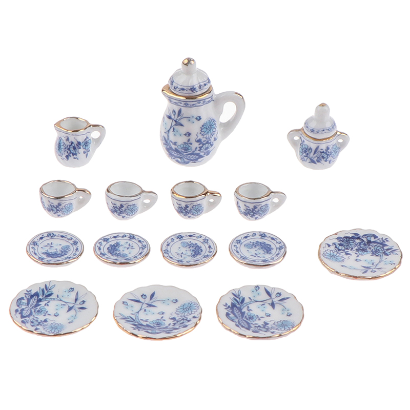 15Pcs 1:12 Miniature Porcelain - Kids Outdoor Kitchen Set 评论和价格
