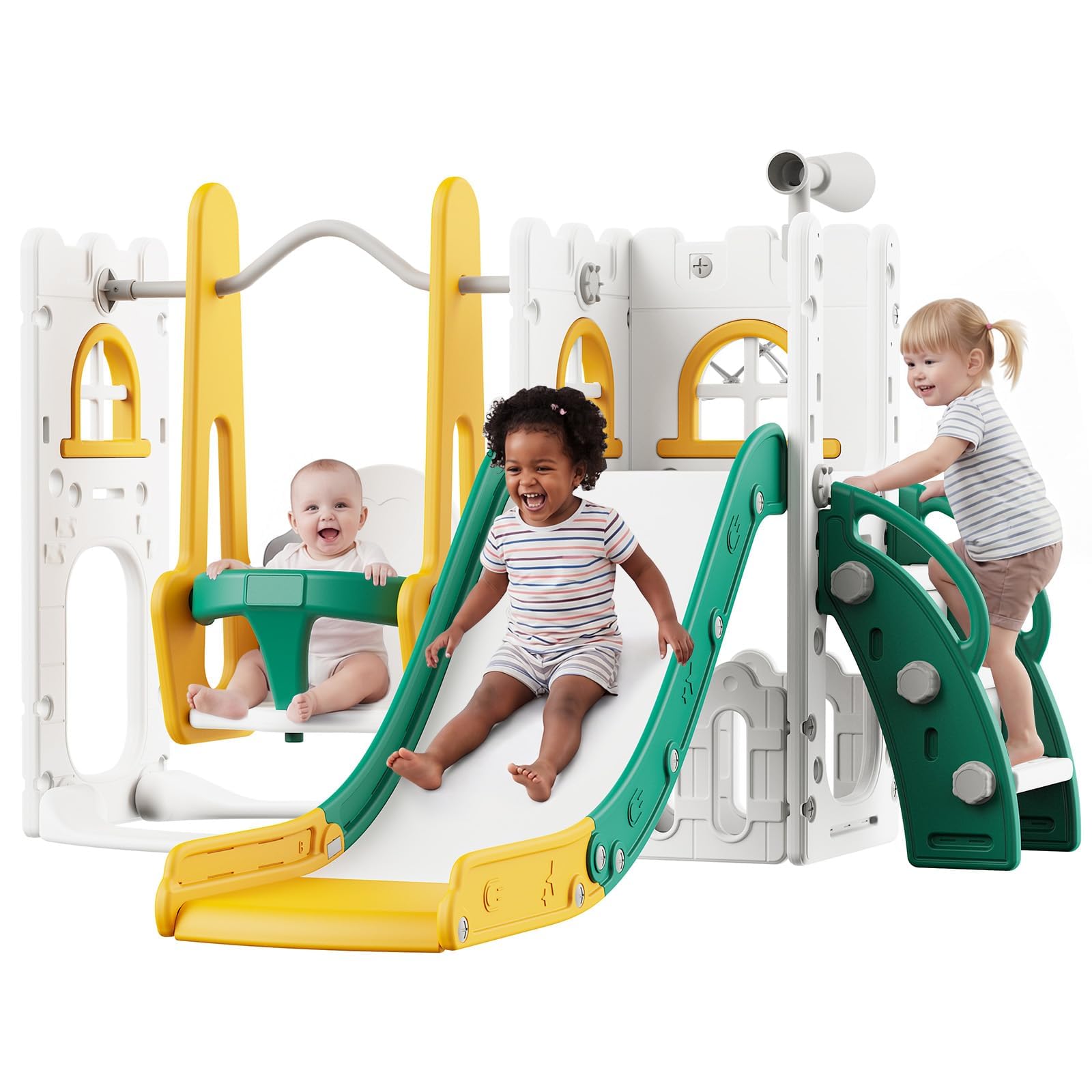 7 in 1 Toddler Slide And Swing - Kids Outdoor Playground 评论和价格