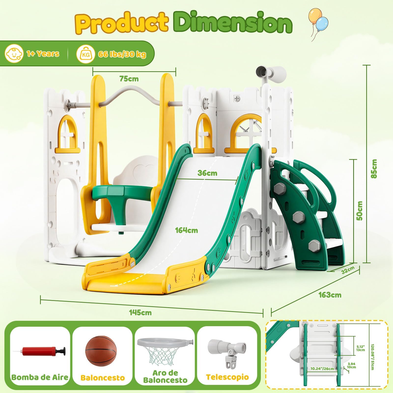 7 in 1 Toddler Slide And Swing - Kids Outdoor Playground 评论和价格