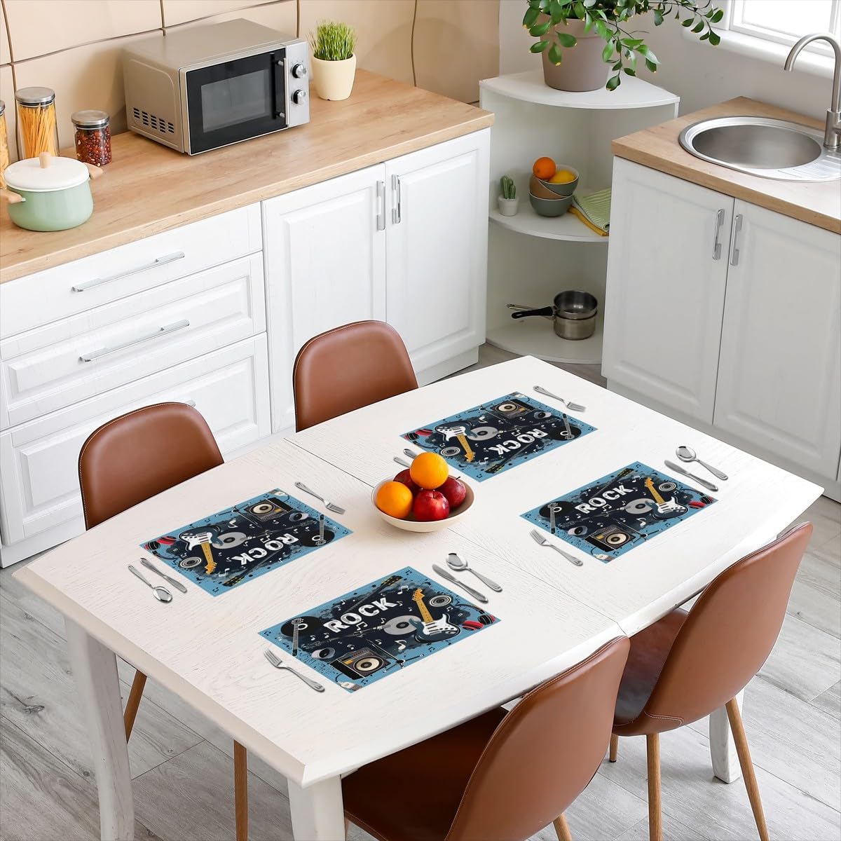 Rock Music Placemats Set of 4  - Kids Outdoor Kitchen Set 评论和价格