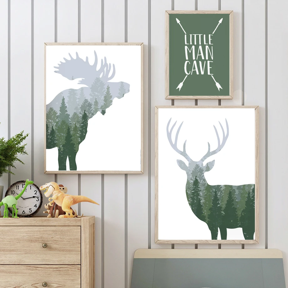 Green Woodland Deer Bear Moose - Kids Outdoor Quotes 评论和价格