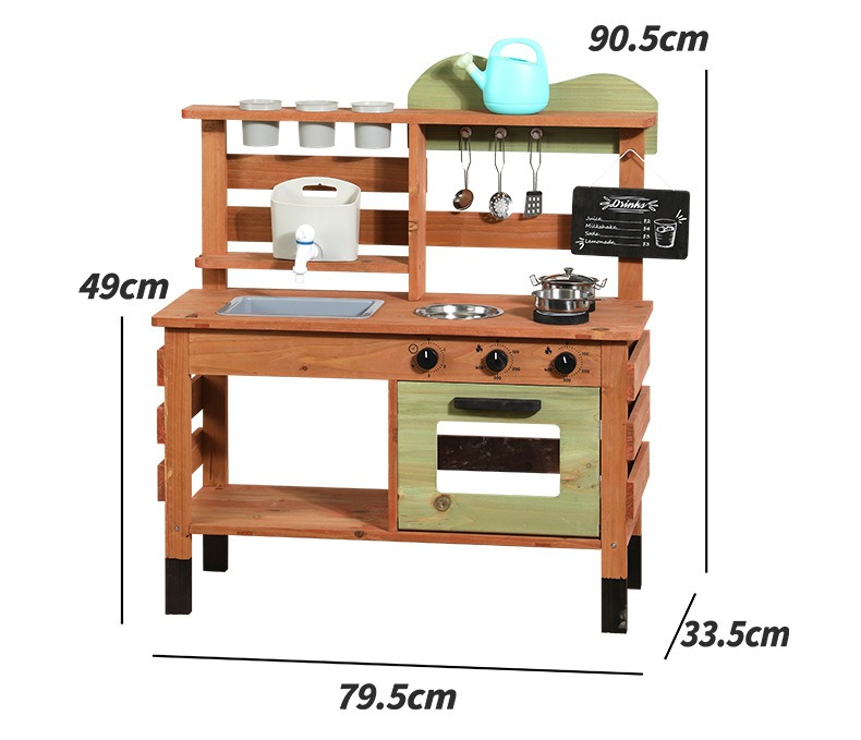 Kids Wooden Playhouse Toy with - Kids.Outdoor Utensils 评论和价格